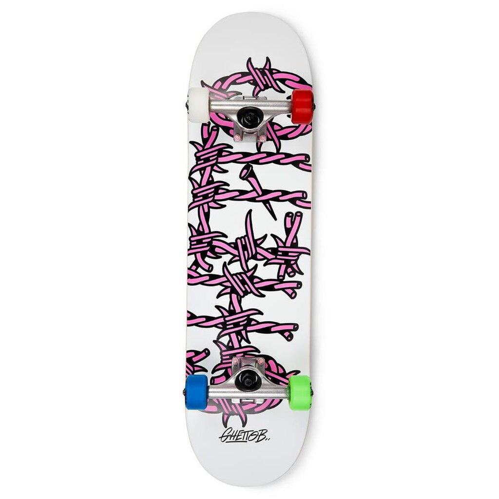 Ghettoblaster Skateboard for Beginners, Barded Wire, Pink, 8.125"