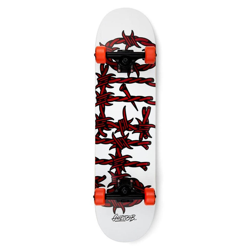 Ghettoblaster Skateboard for Beginners, Barded Wire Red, 8.25"