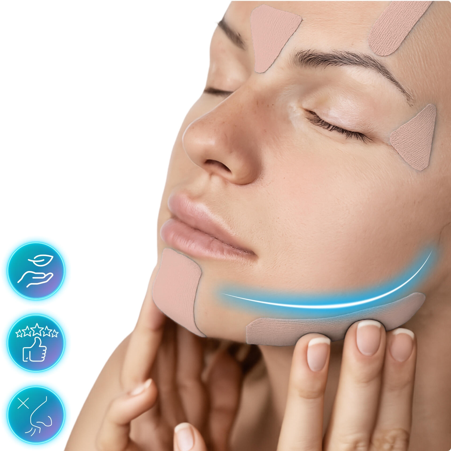 Cinta kinesiológica Kinesiotape 5 m × 5 cm, para lifting facial y busto, médico 2/7