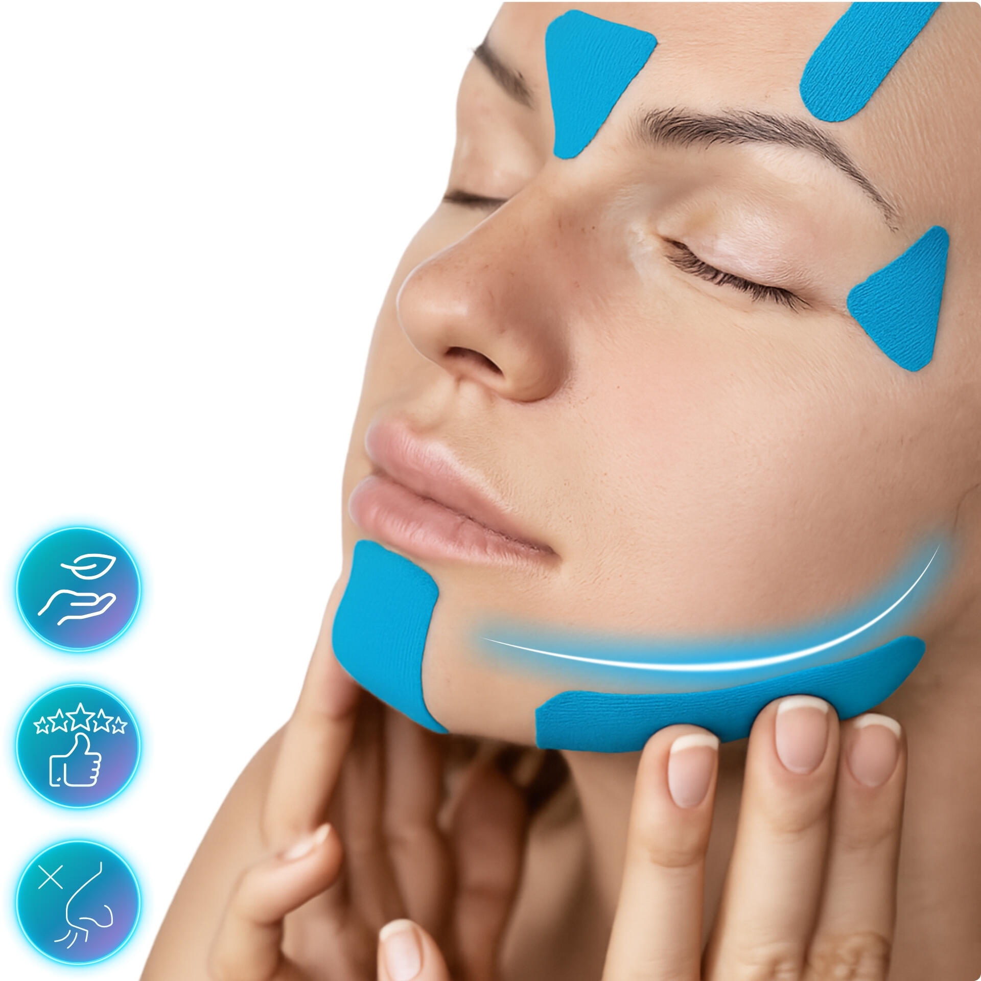 Cinta kinesiológica Kinesiotape 5 m × 5 cm, para lifting facial y busto, médico 2/7