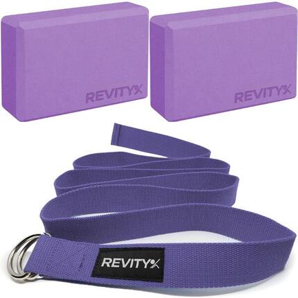 Set de yoga: briques en mousse EVA x2 & sangle, guide d’exercices en PDF Revity