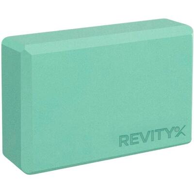 Yogablok in schuimstof eva 23x15x7,5 cm revity pdf-trainingsschema, blauw