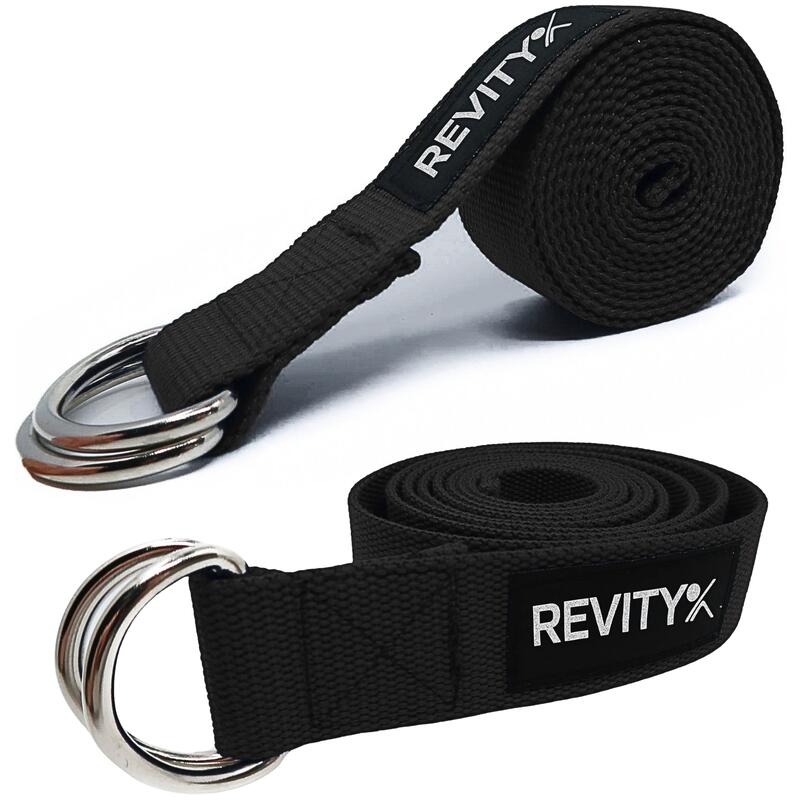 Chingă de yoga și pilates cu catarame Revity 3,8 x 200 cm, negru