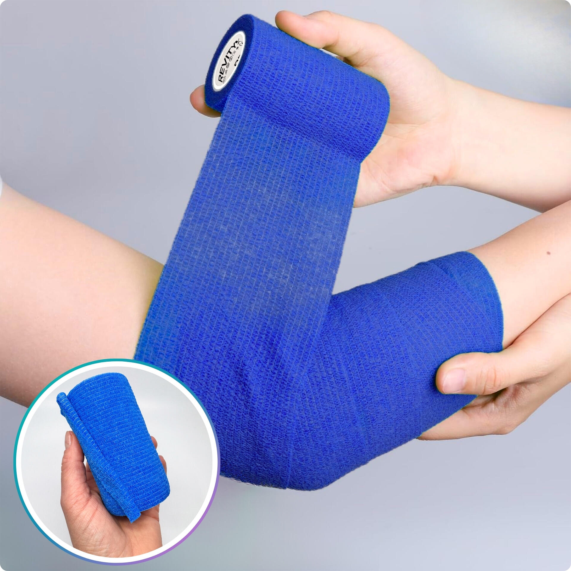 Ligadura coesiva Revity 10 cm x 4,5 m, azul 2/7