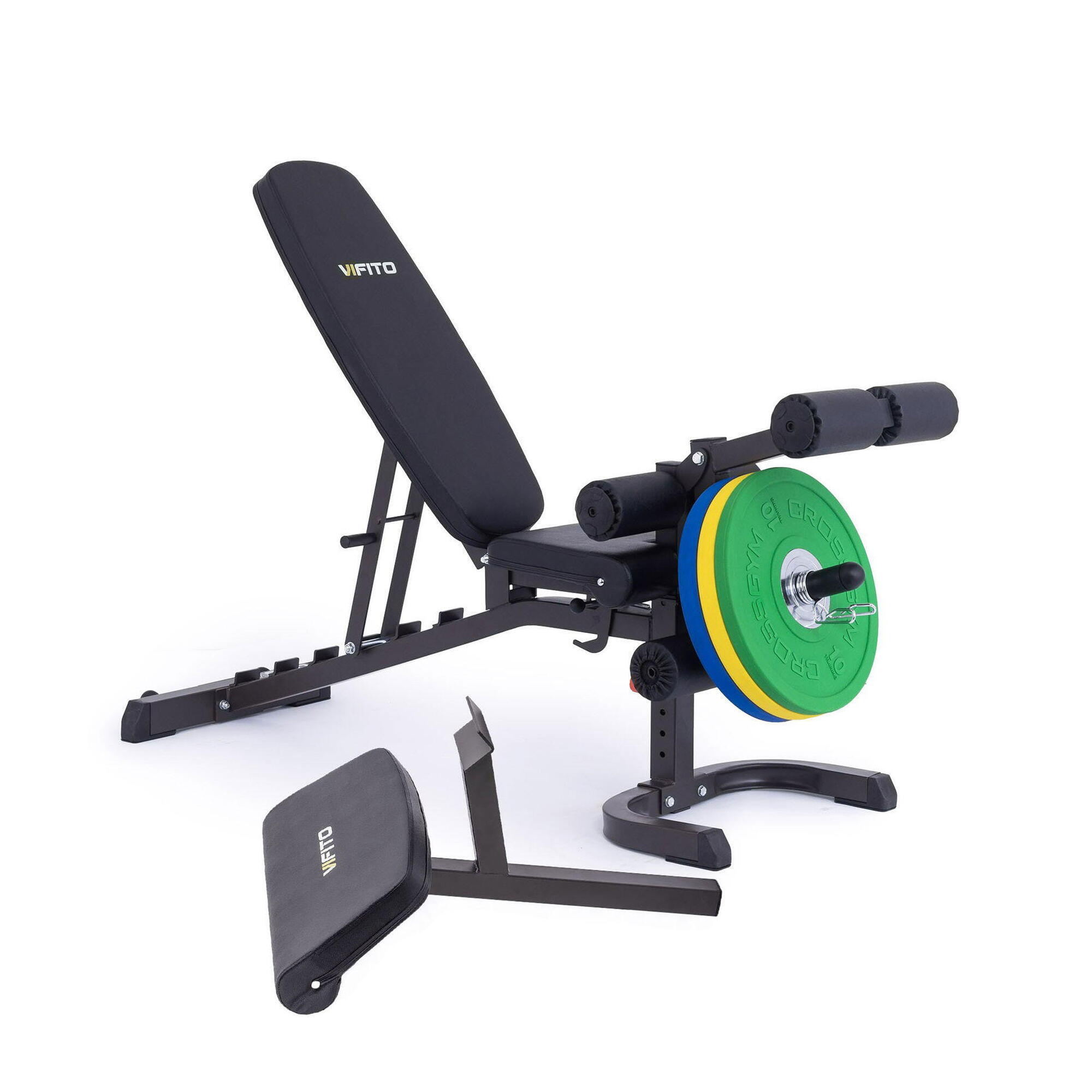 VIFITO Posilovací lavice U70 s kopačem a bicepsovou opěrkou