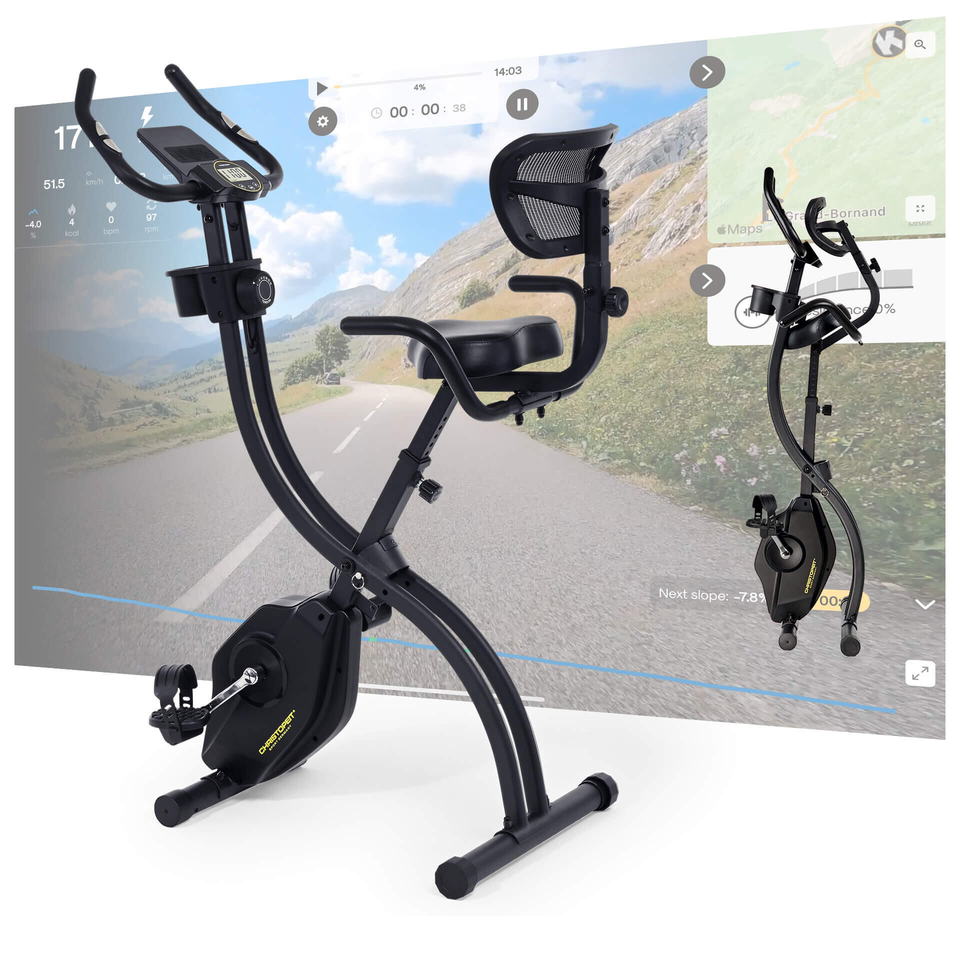 Christopeit - X-bike Velo Fit – Vélo D’appartement Pliable Avec Dossier - Vélo D'Appartement - Noir - Taille Unique - Decathlon