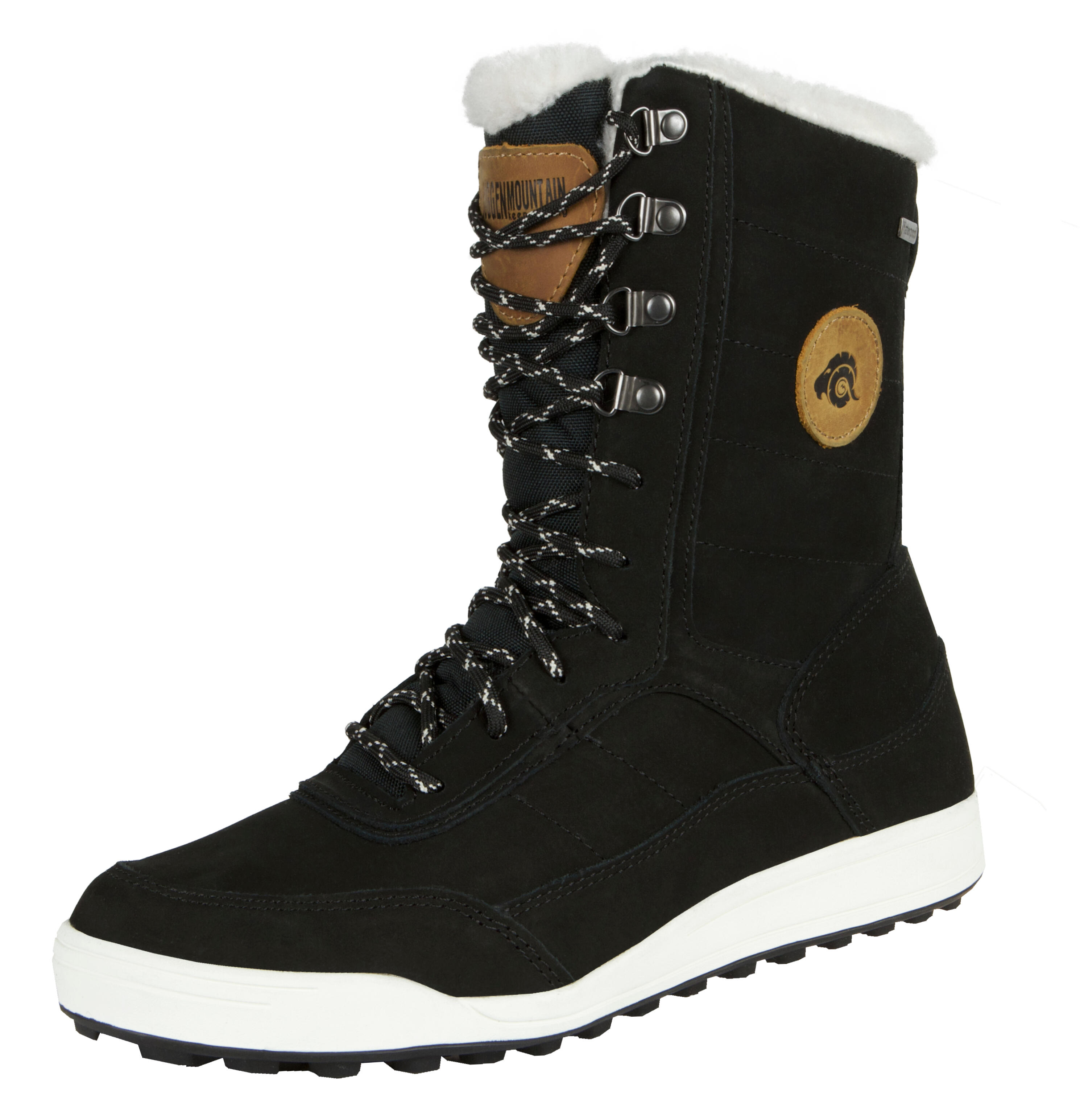 GUGGEN MOUNTAIN GUGGEN Winter Boots in Black Lambskin Leather, Wool Lining, Waterproof
