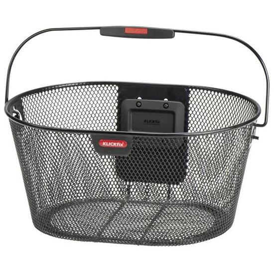 KLICKfix Fahrradkorb Oval flach schwarz 29x40x19 cm