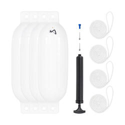 Pare-Battage Dura Lot de 4 avec Corde & Pompe, ø 11 cm | 40 cm long, Bateau