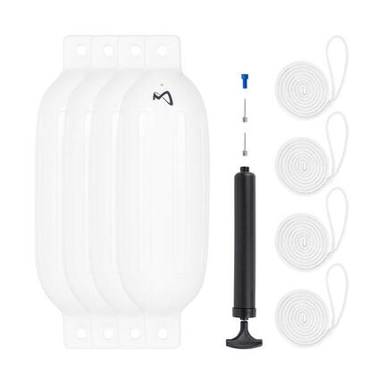 Pare-Battage Dura Lot de 4 avec Corde & Pompe, ø 21 cm | 68 cm long, Bateau