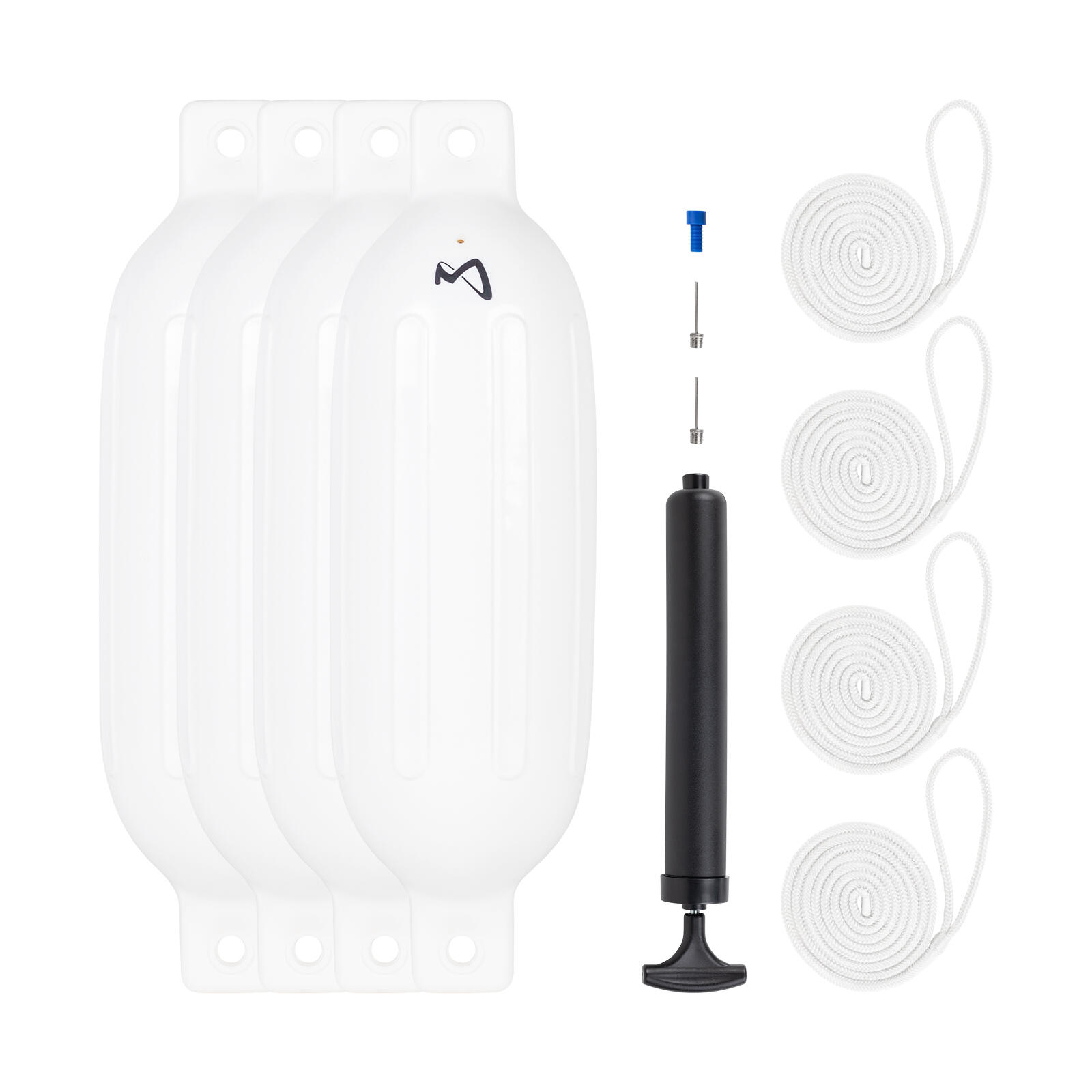 Mesle - Pare-battage Dura Lot De 4 Avec Corde & Pompe, Ø 21 Cm | 68 Cm Long, Bateau - Pare-battage - Blanc - Taille Unique - Decathlon