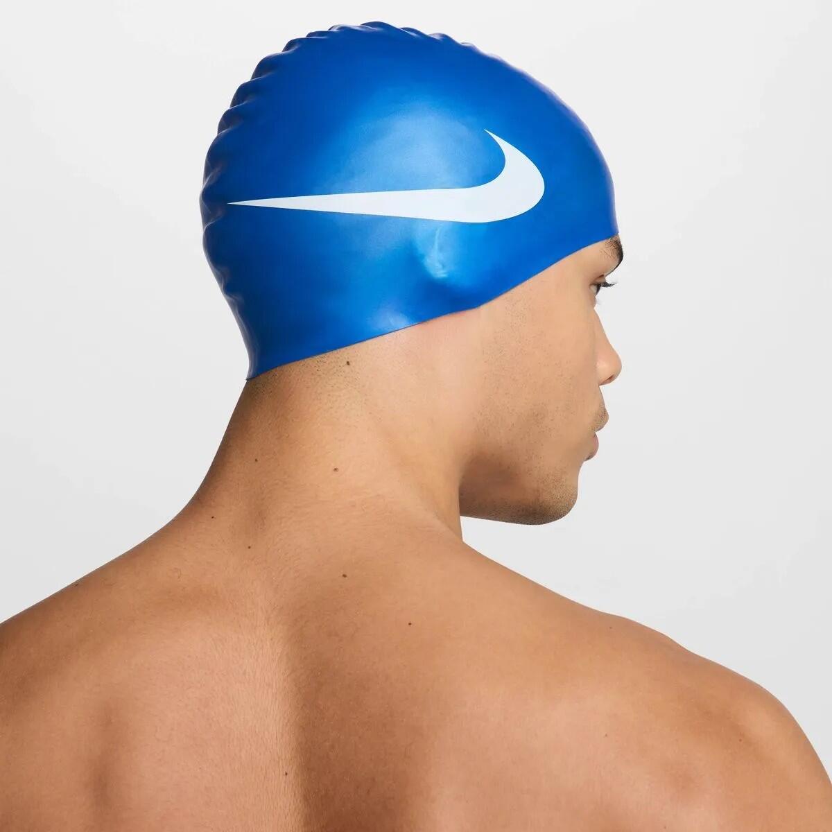 Bonnet de Bain Nike Swim Big Swoosh Bleu 3/4