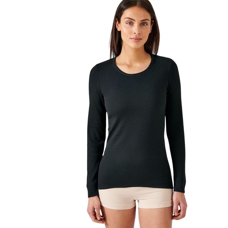 Damart Thermolactyl T-Shirt Manches Longues Femme - Fine Côte Souple, Chaleur Confort Degré 3, Idéal Hiver