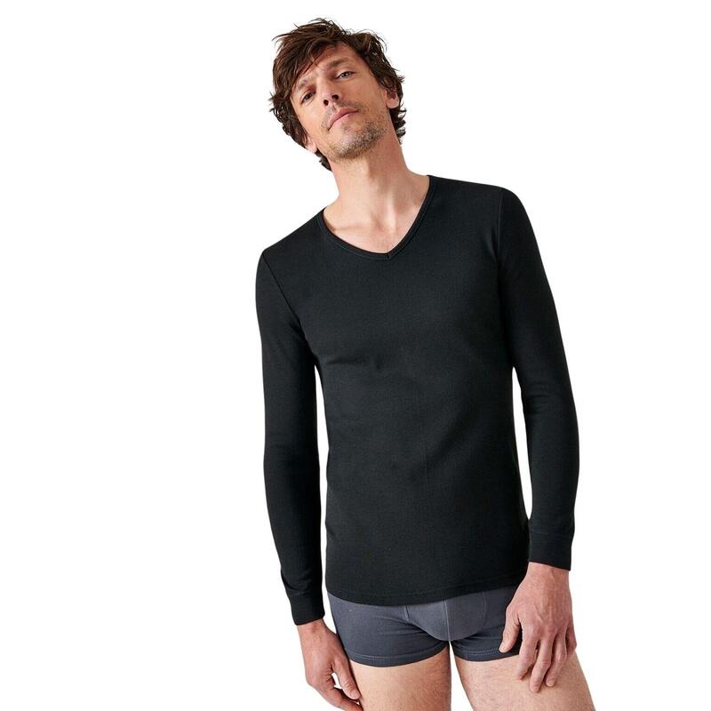 Damart T-Shirt Col V Manches Longues Thermolactyl Sensitive Homme - Chaleur Medium 3, Doux Et Hydratant