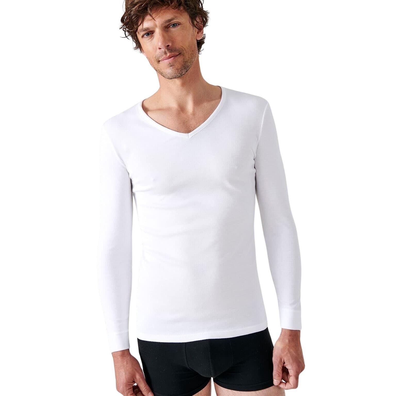 Damart - T-shirt Manches Longues Col V Damart Thermolactyl - T-shirt Manches Longues - Blanc - 40 M - Decathlon