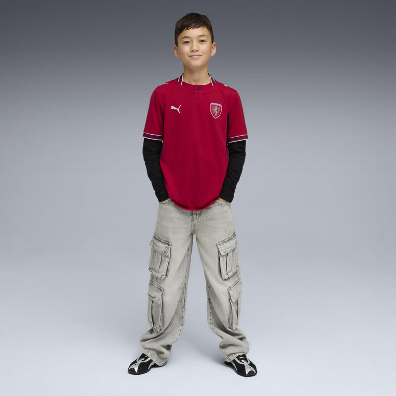 Tricou copii emblemă leu Heimtrikot 2026, roșu PUMA