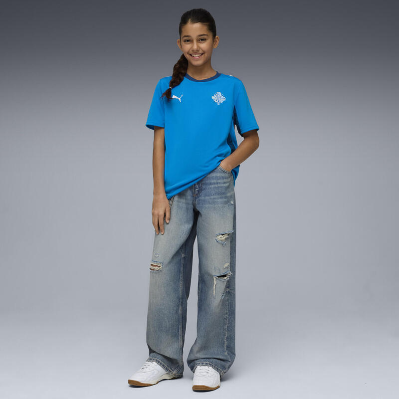 Tricou fotbal copii mânecă scurtă, Island 2026, albastru PUMA