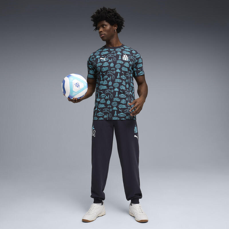 Tricou bărbați imprimeu integral Ftblculture Olympique De Marseille, albastru