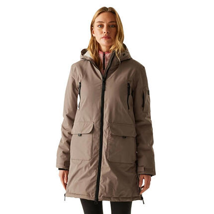 Veste Imperméable Isolante À Capuche GWYNN Femme (Marron / Beige)