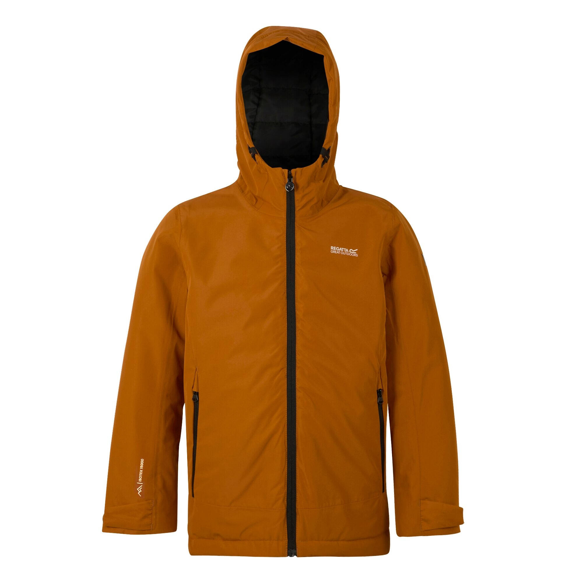 Regatta - Veste Imperméable Frelton Enfant (citrouille Épicée / Noir) - Coupe-pluie - Noir|orange - Decathlon