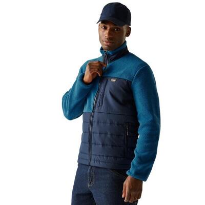 Heren frankie borg full zip hybride jas (marine/snorkelblauw)