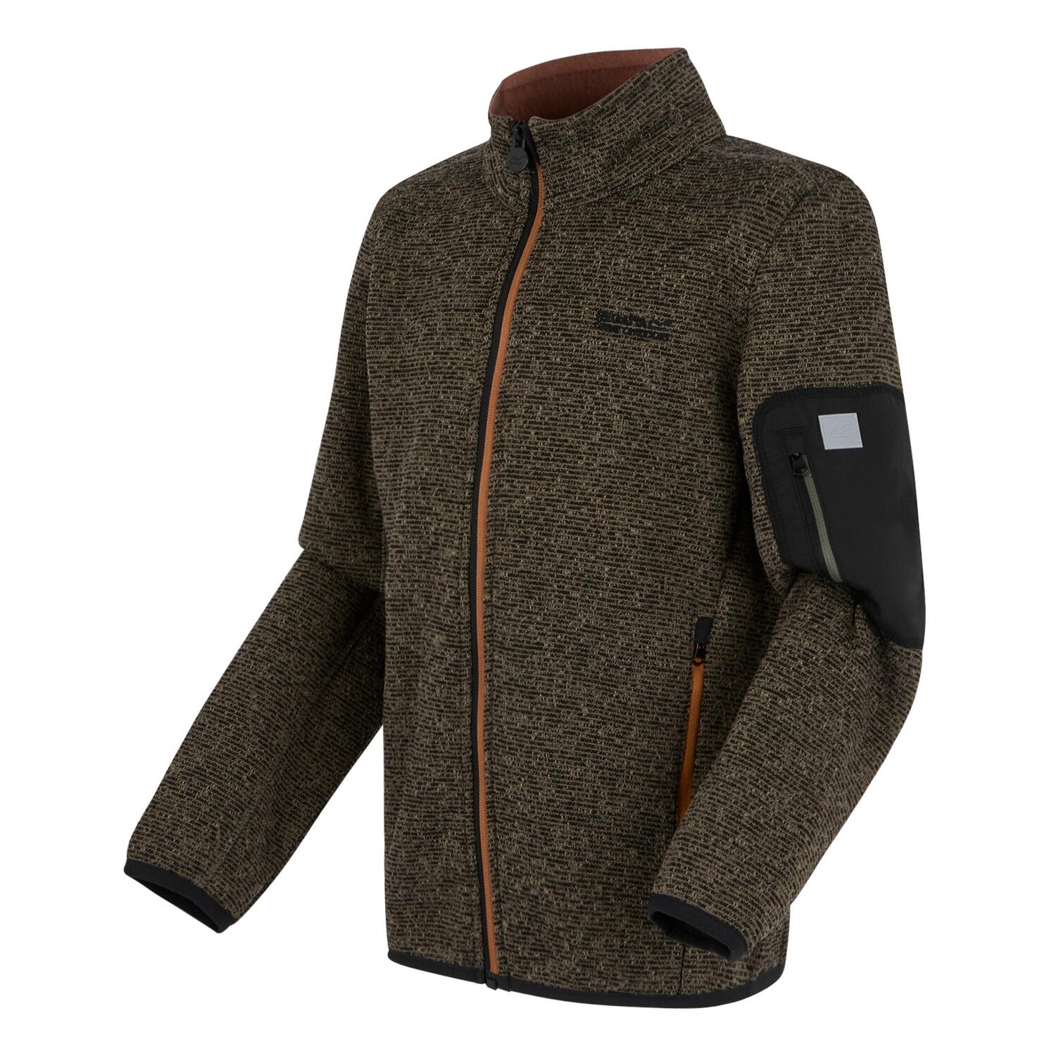 "Newhill" Fleecejacke für , Durchgehender Reißverschluss Kinder Oliv/Kürbis 4/5