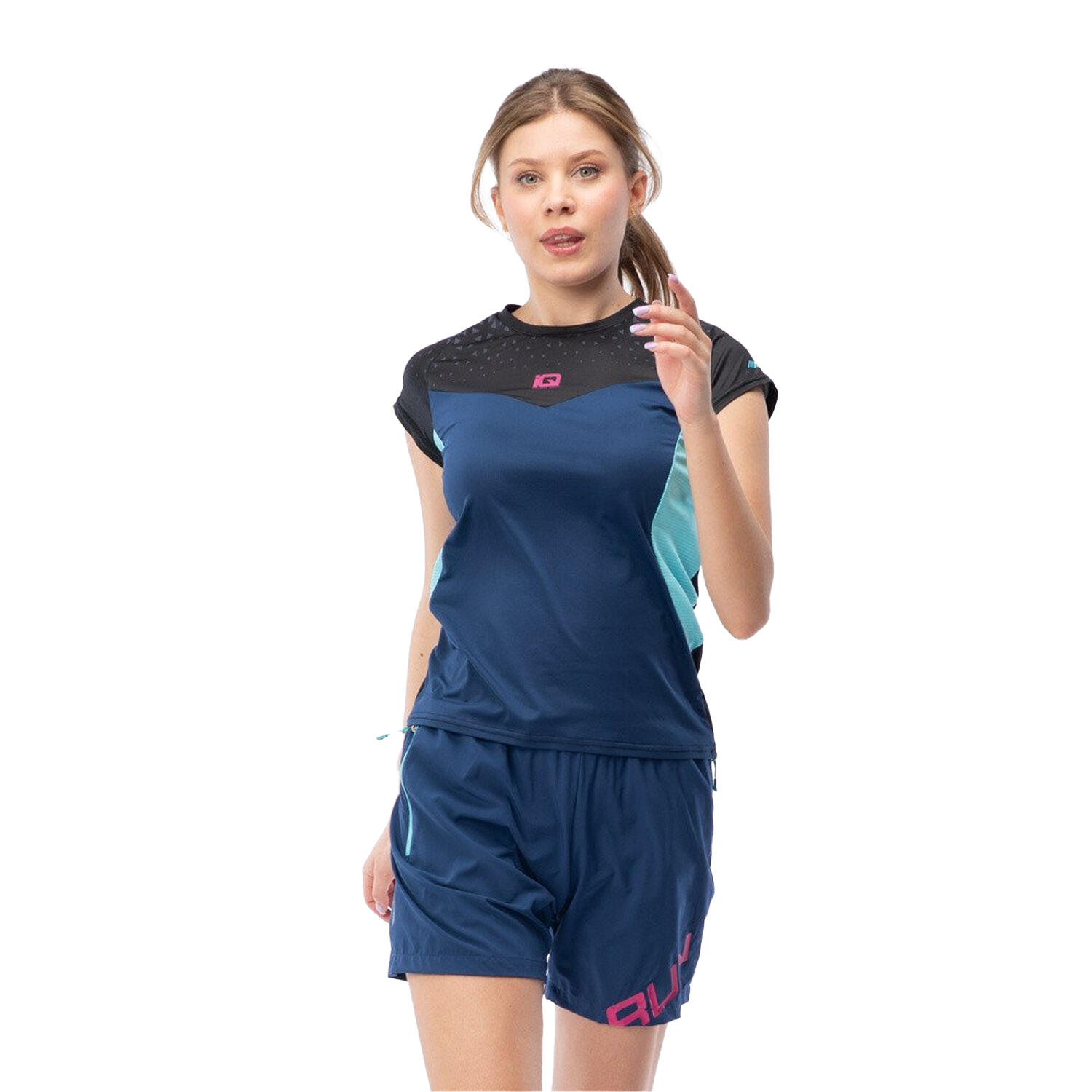Iq - Tshirt Ileno Femme (noir / Bleu Foncé) - T-shirt Manches Courtes - Bleu|noir - Decathlon