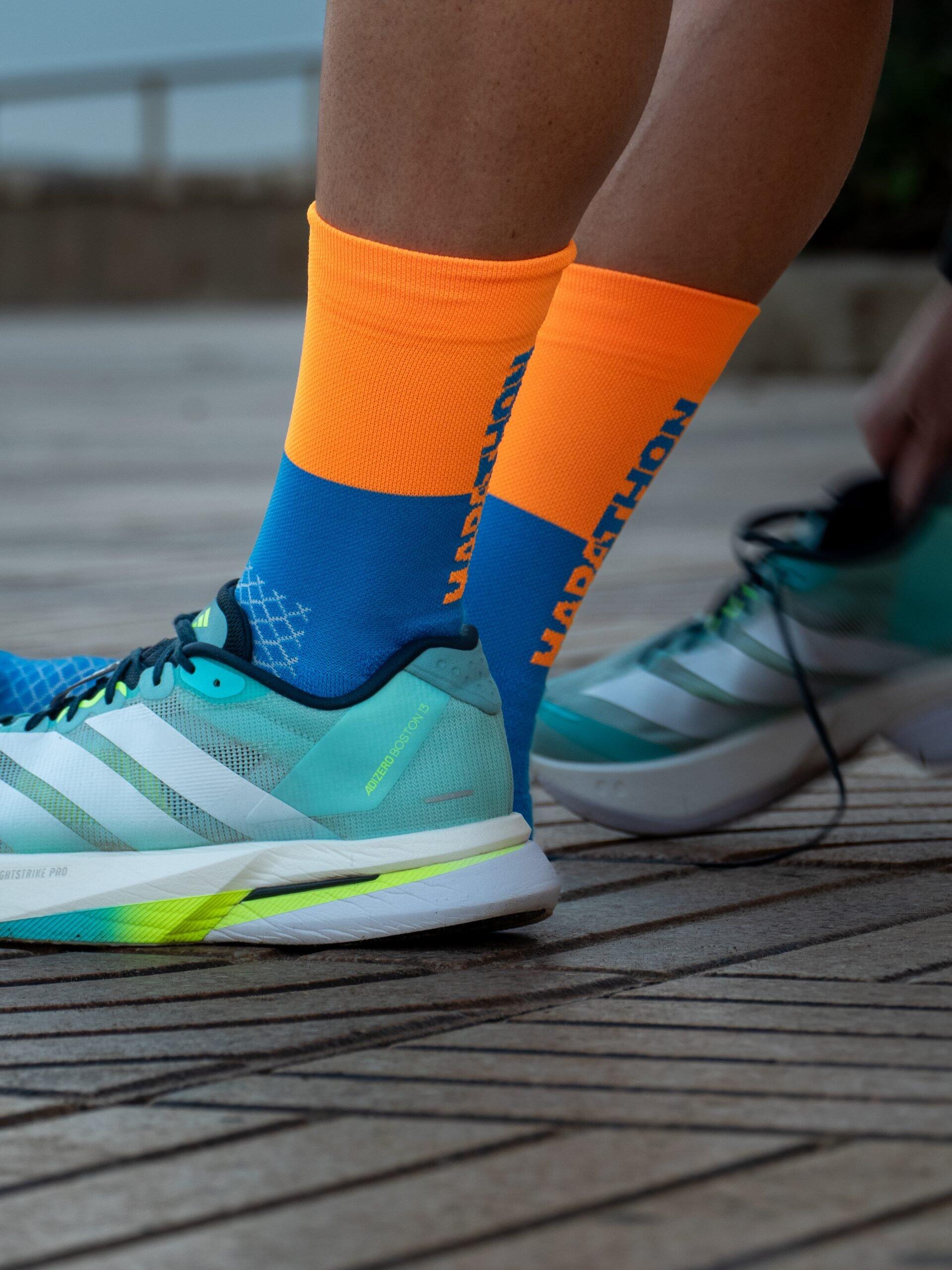 Calcetines Running Unisex 2 hilos Naranja Azul MARATHON 3/6