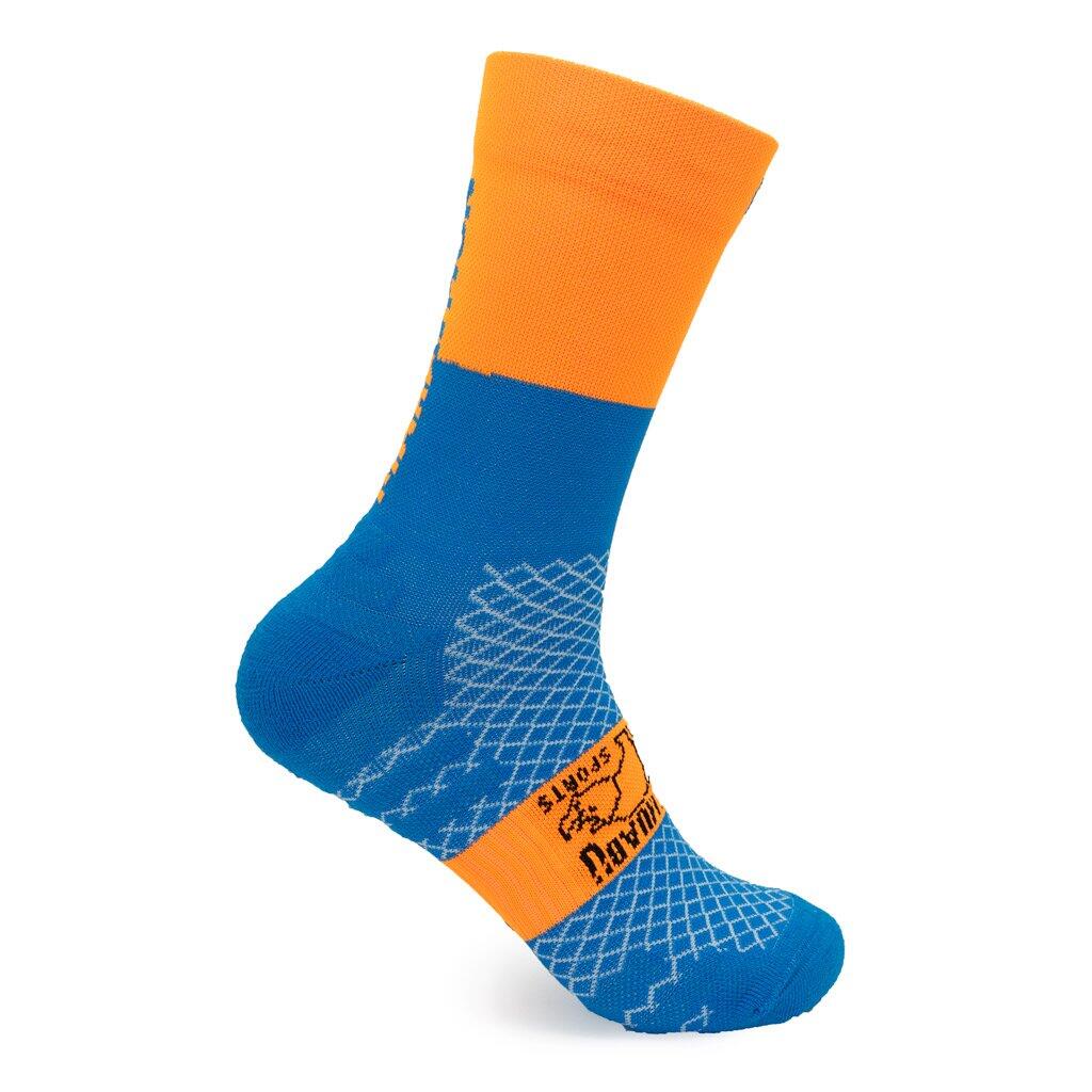 Calcetines Running Unisex 2 hilos Naranja Azul MARATHON 5/6
