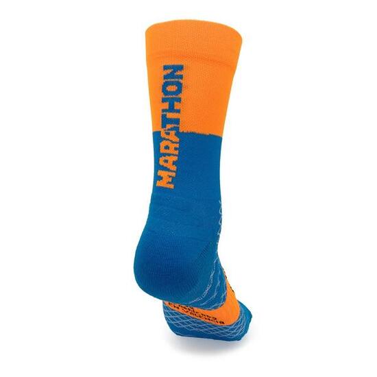 Calze Running Unisex 2 fili Arancione Blu MARATHON