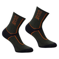 Chaussettes De Randonnée Homme (Kaki Foncé / Orange)