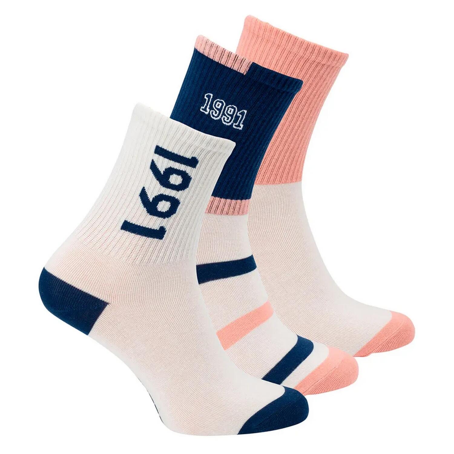 Iguana - Chaussettes Ignini Homme (crème / Rose / Bleu Marine) - Chaussettes - Blanc|bleu|rose - Decathlon