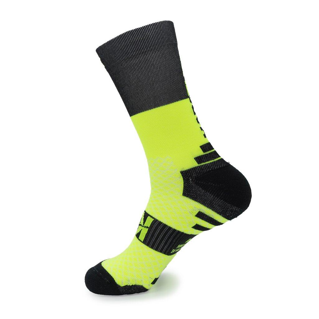 Meias Running Unisexo 2 fios Preto Amarelo MARATHON 5/6