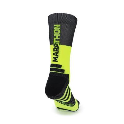 Calze Running Unisex 2 fili Nero Giallo MARATHON