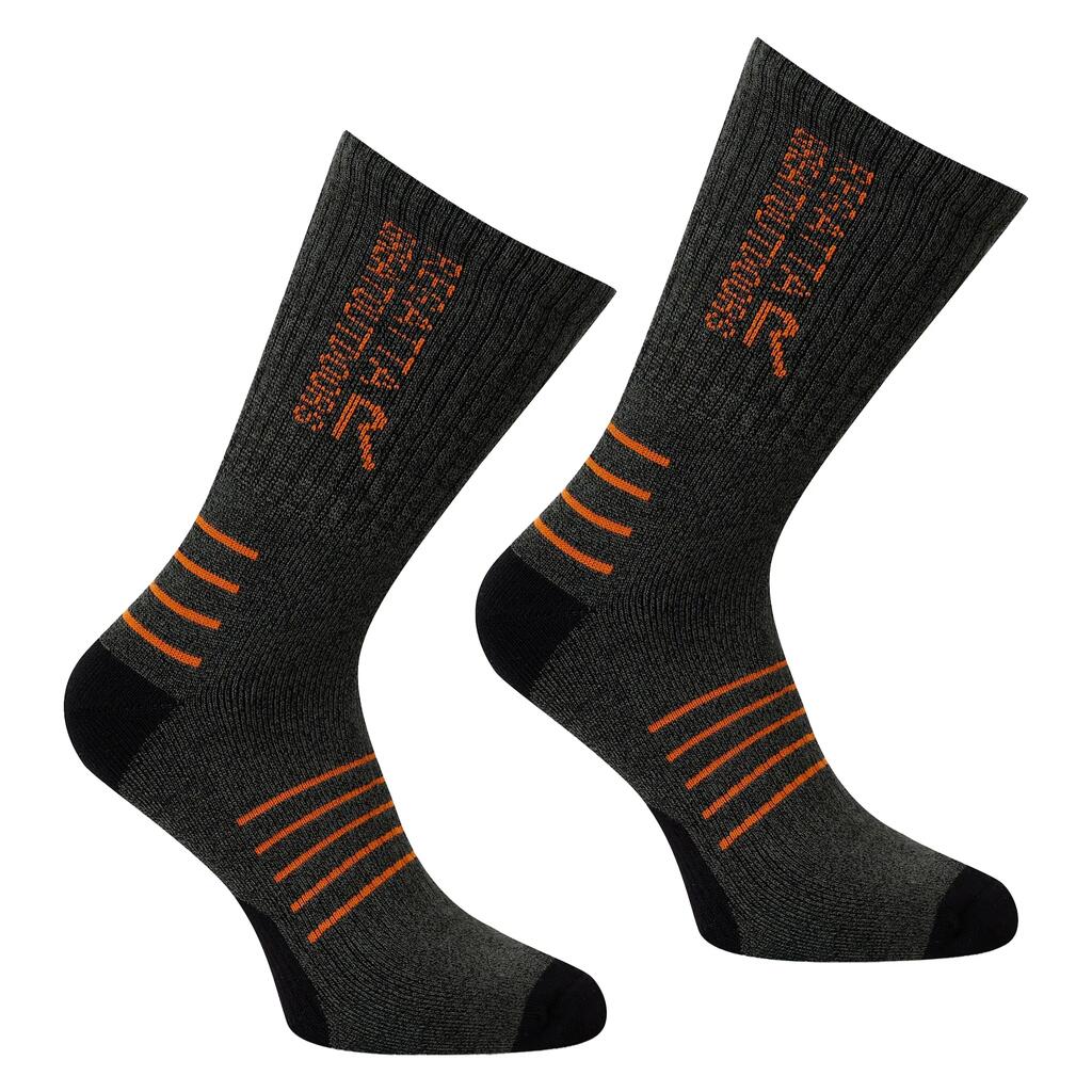 Mens Bamboo Crew Socks (Dark Khaki/Orange)