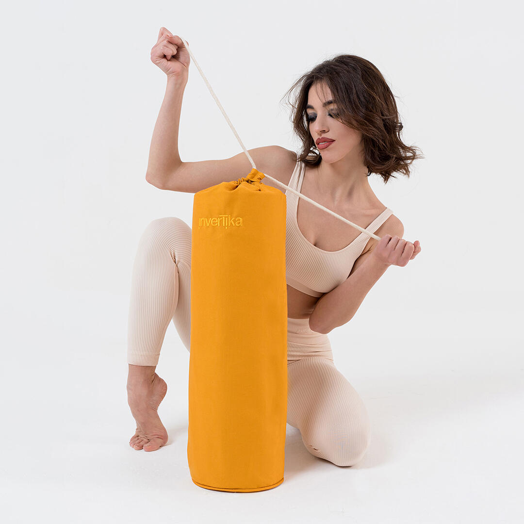Sacca yoga cotone tasca interna chiusura cordino cinghia regolabile Arancione 5/5