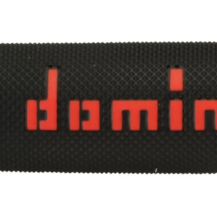 Domino A240 closed rubber handlebar grip — 125 mm, black/red.