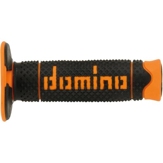 Domino A260 zamknięty gumowy uchwyt offroad 22/26 mm 120 mm czarny/pomarańczowy