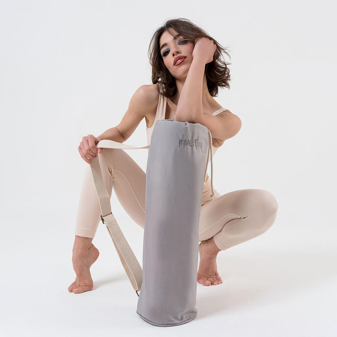 Sacca yoga cotone tasca interna chiusura cordino cinghia regolabile Grigio 5/5