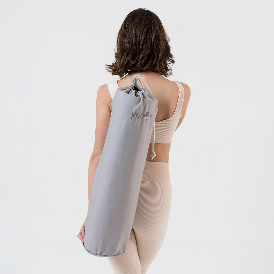 Sacca yoga cotone tasca interna chiusura cordino cinghia regolabile Grigio 4/5