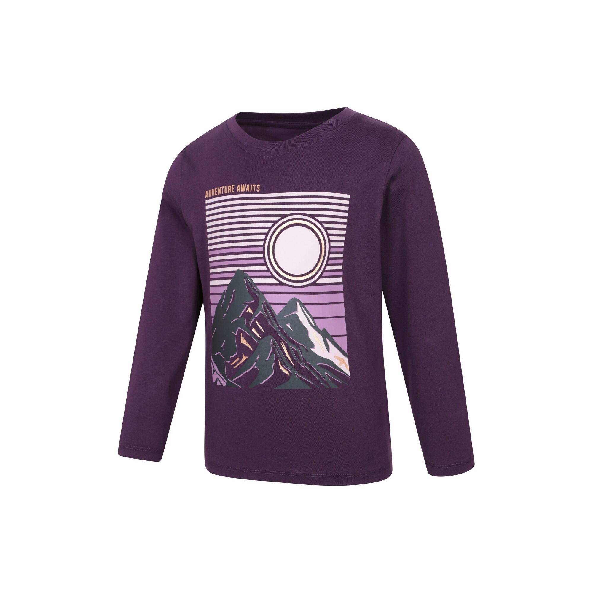 Childrens/Kids Mountain Breathable TShirt (Purple Print) 3/4