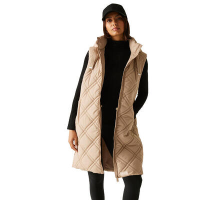 Dames rurietta lang gilet (taupe beige)