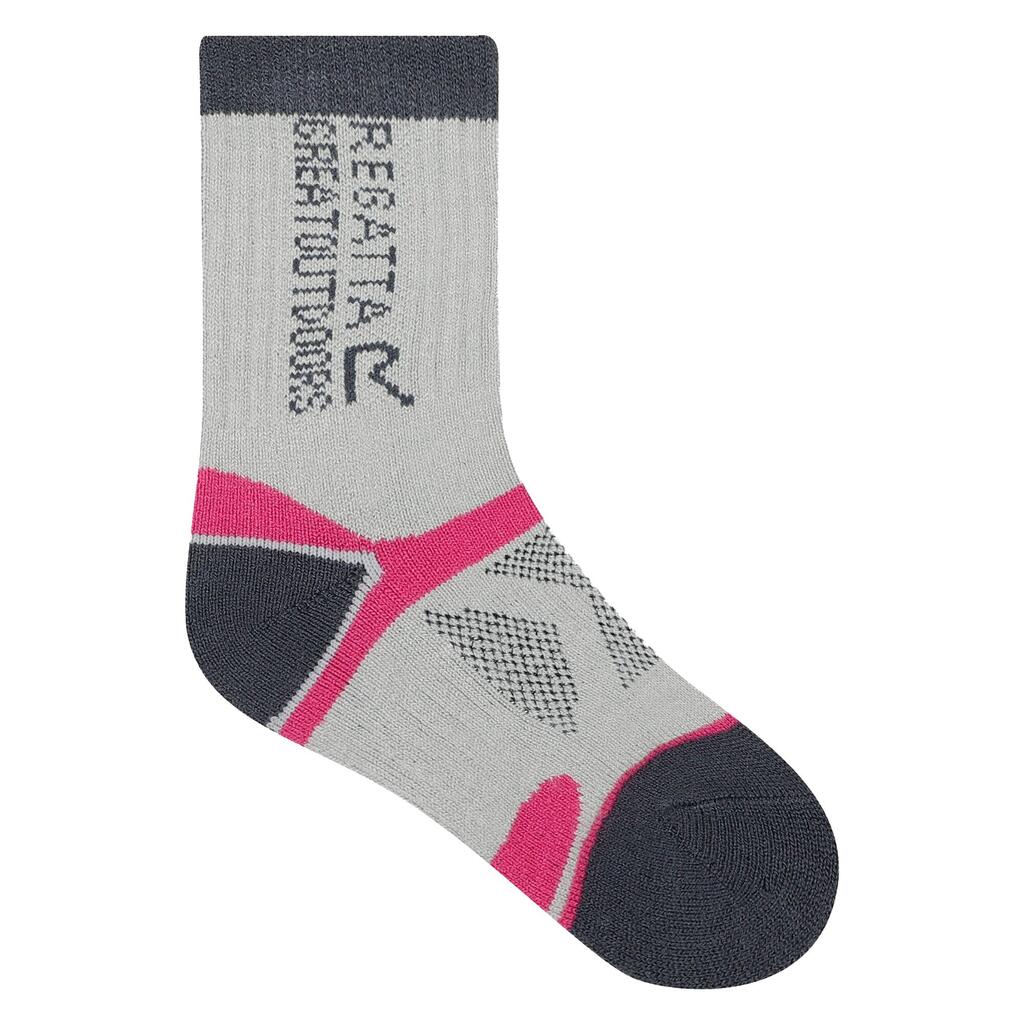 Childrens/Kids Blister Protect II Crew Socks (Light Steel/Raspberry Rose)