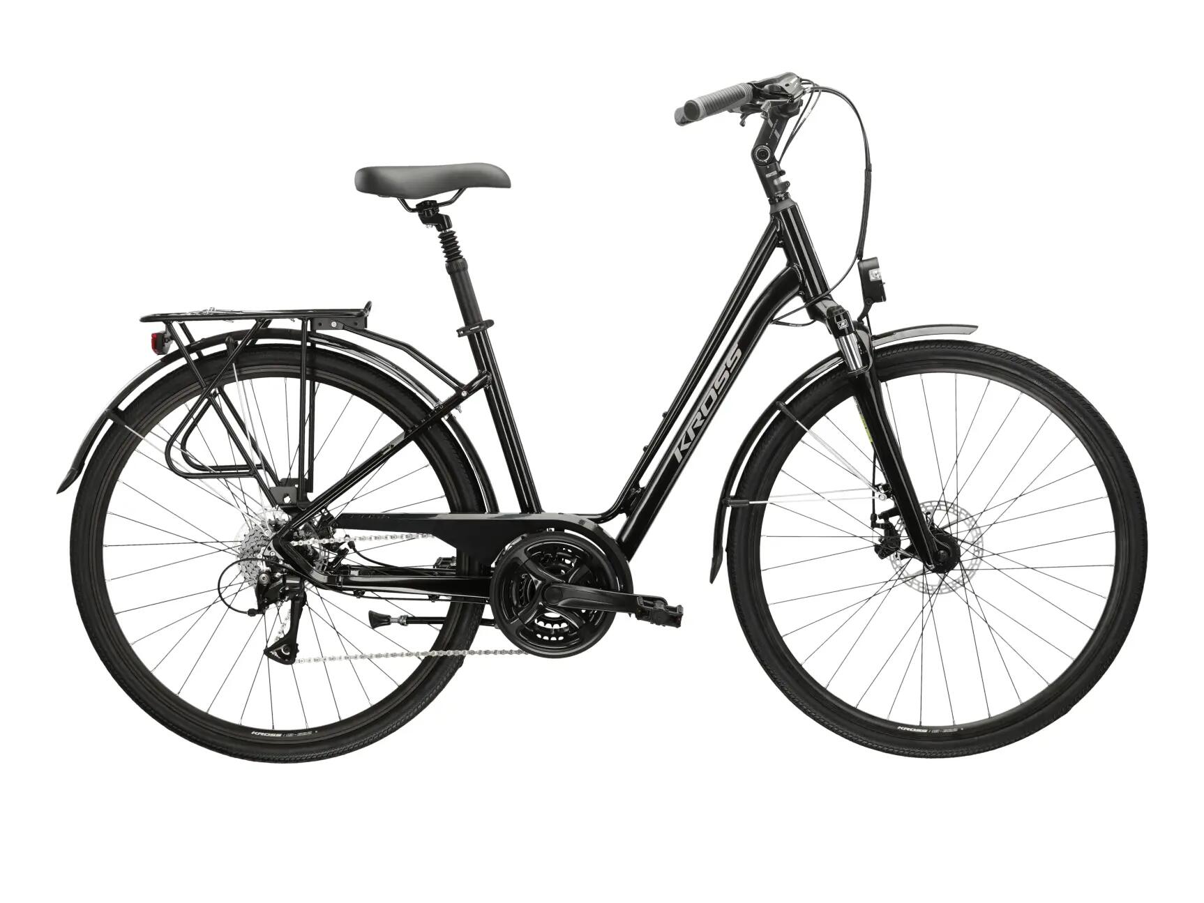 Bicicletă de oraș KROSS Sentio 3.0, roată 28, cadru 20, neagră.