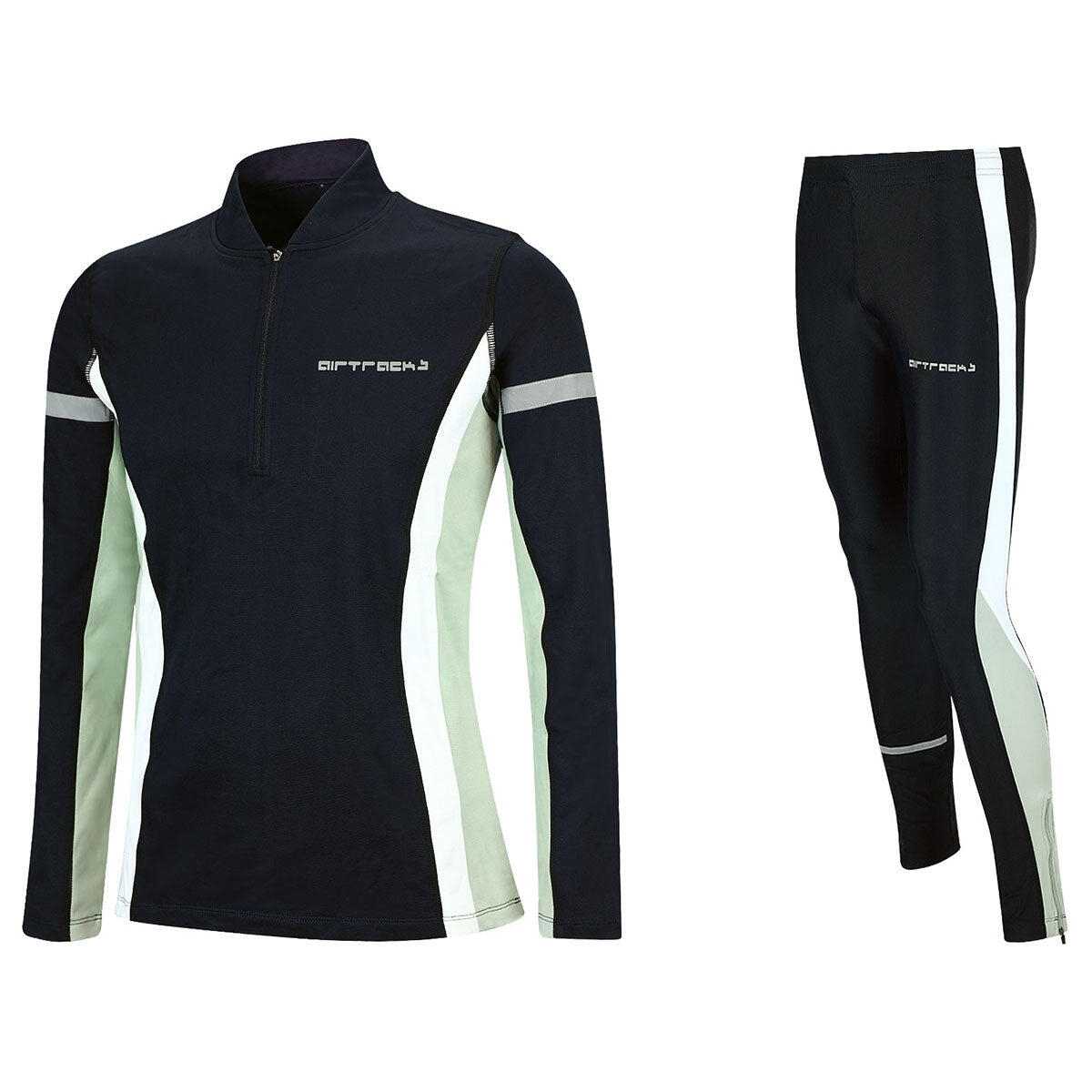 Herren Winter Fleece Thermallaufset (2-tlg.) Laufshirt Langarm + Laufhose Lang 1/4