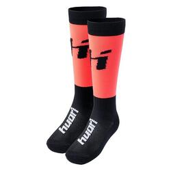 Chaussettes De Foot BEATES Enfant (Noir / Rouge Corail Vif)