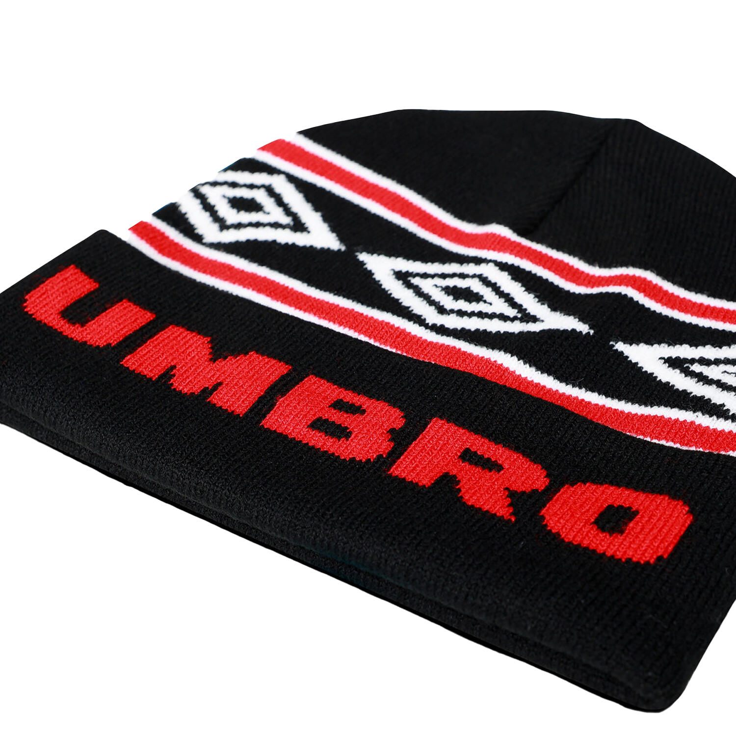 Berretto Diamante Lavorato A Maglia Umbro Nero Peperoncino Bianco Brillante 3/3