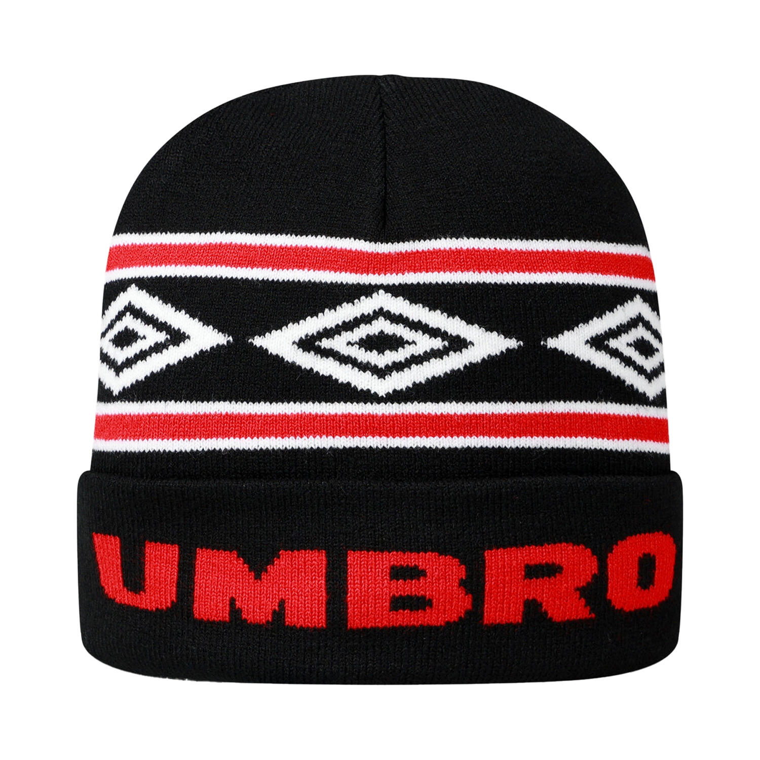 Berretto Diamante Lavorato A Maglia Umbro Nero Peperoncino Bianco Brillante 2/3