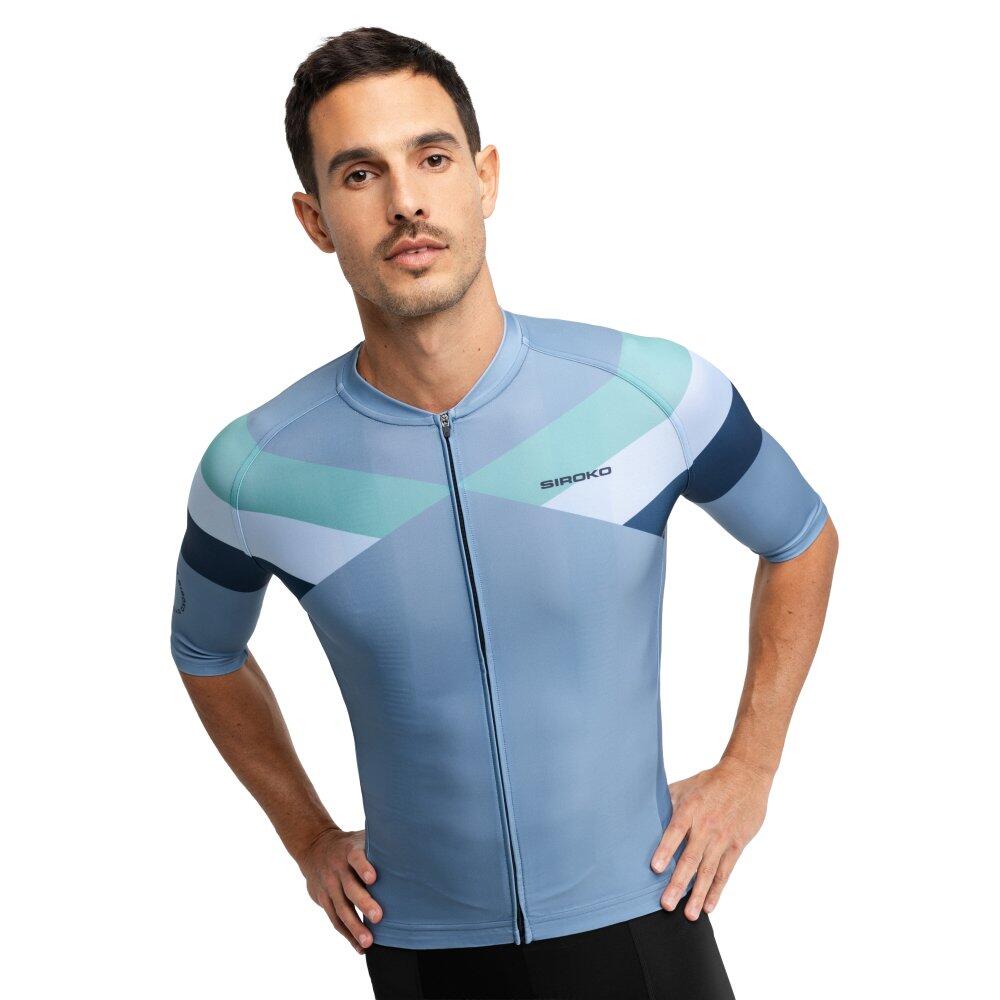 Maillot vélo manches courtes homme Cyclisme M2 Susten Bleu 1/8