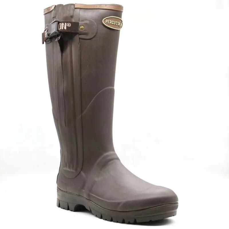 Percussion - Bottes Full Zip Rambouillet Caoutchouc Marron 37 À 47 - Bottes De Chasse - Vert - Decathlon